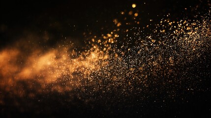 Golden confetti frozen in motion against dark background, celebrating energy and sparkle.