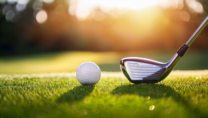 close up of club head meeting ball on fairway sharp focus with background bokeh