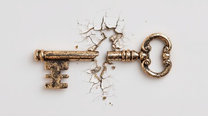 Fototapeta premium Antique Key Breaking Through Wall Concept