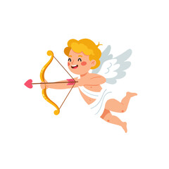 Adorable Cupid Aiming Bow with Heart Arrow, Perfect for Valentine's Day Designs, Holiday Greetings, and Sweet Romantic Projects, Designed with Love