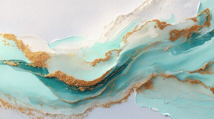 Abstract turquoise and glitter gold background resembling ocean waves on sand