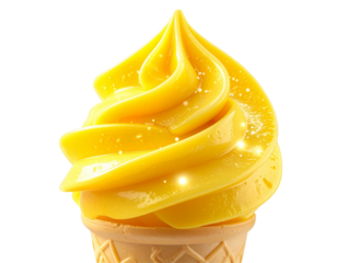 Fantasy Glowing Yellow Twist Ice Cream with Magical Aura