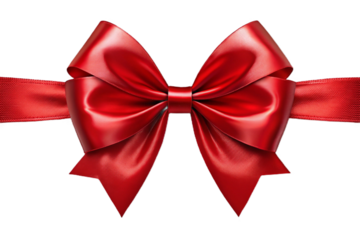Luxurious shiny red ribbon tied into a grand bow for celebrations and gifts transparent background