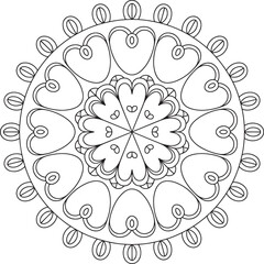 Delicate Heart Petal Design Circular Pattern with Intricate Details and Elegant Symmetry Artwork