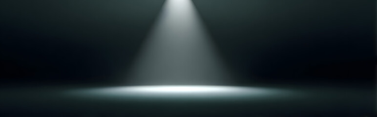 Dramatic spotlight illuminates dark stage creating anticipation for performance or event