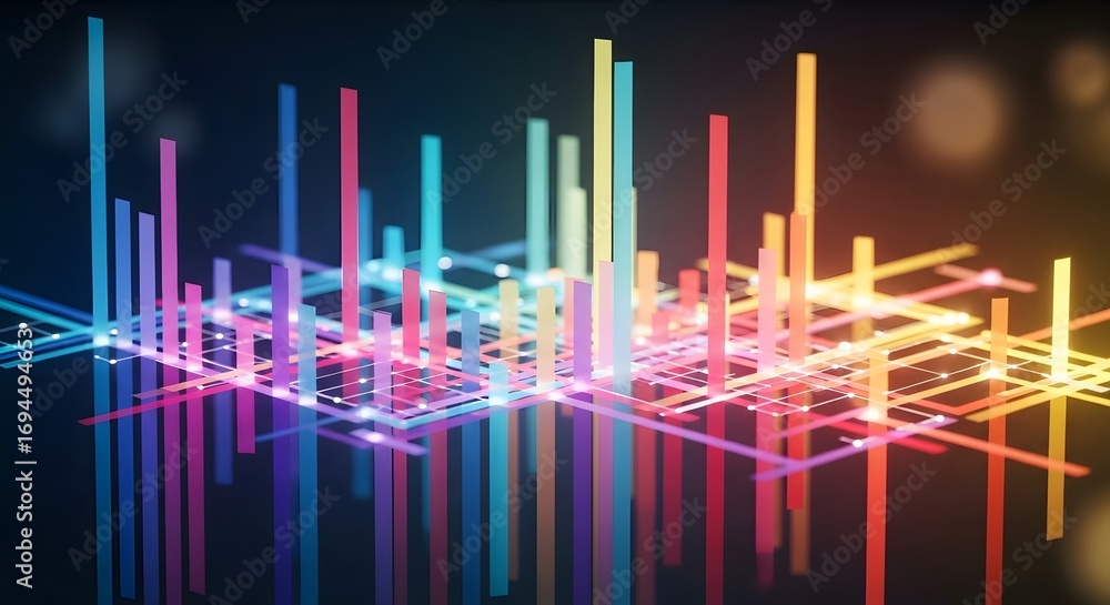 Poster vibrant data network illuminates growth trends,revealingdynamicinterconnectionsandcomplexpatternswit