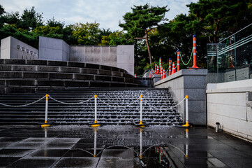 stairs with flowing water