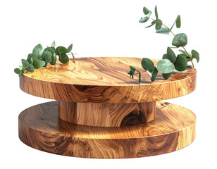 Elegant Wooden Display Stand with Decorative Greenery