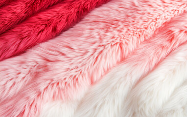 Fototapeta premium Gradient Faux Fur Texture in Red, Pink, and White Colors