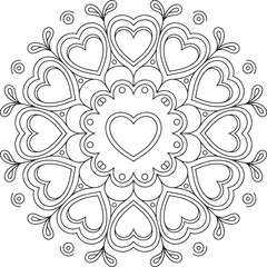 Heartfelt Harmony A Circular Design with Hearts and Ornate Details for a Loving Pattern