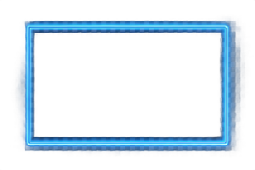 Glowing blue neon rectangle frame abstract light border overlay for digital design projects transparent background