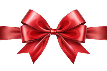 Fototapeta premium Lustrous red ribbon bow festive celebration gift wrapping decoration elegant design transparent background