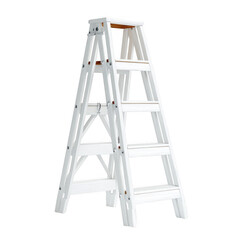 A White Wooden Step Ladder Against [Transparent Background PNG]