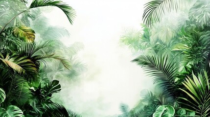 Obraz premium Capturing the Essence of a Tropical Rainforest in Watercolors