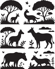 Silhouette animal in nature silhouttee vector
on white background