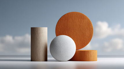 photorealistic representation of ultraminimalism featuring geometric shape in ultrabright color palette