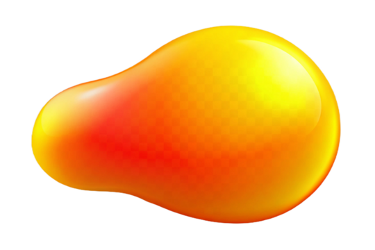 Vibrant yellow orange blob organic shape smooth gradient abstract background graphic element transparent background