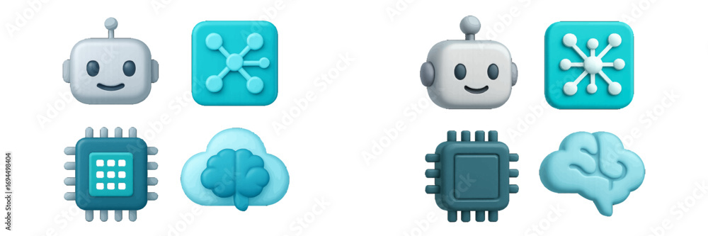 Fototapete artificial intelligence, robotics, and cloud computing technology icons for modern digital concepts 