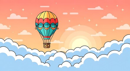 Hot air balloon sunset flight.