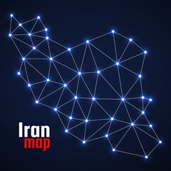Iran map in geometric polygonal style. Iran map of lines and dots. Vector Illustration