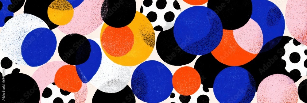 Poster colorful abstract pattern with various shapes and textures on a light background showcases artistic 