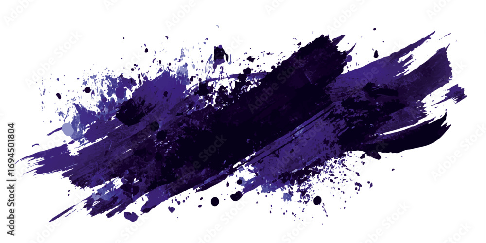 Poster ink brushstroke on white background with visible splashes for watercolor style effect. grunge isolat