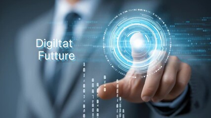 A businessman interacts with a digital interface. - Powered by Adobe