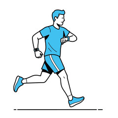 Obraz premium An illustration of a man in athletic wear running and checking his smartwatch.