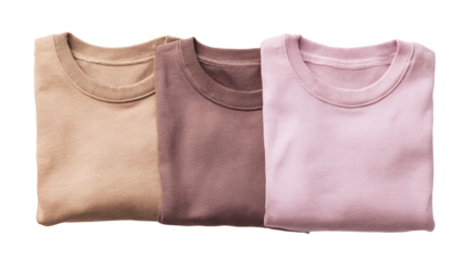 Mockup Tree of Brown, Tan, and Mauve Pink T-Shirts Folded PNG on transparent background