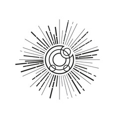 Obraz premium Circular geometric symbol with radiating lines.