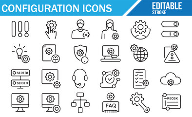 User Interface Icons for Settings, Maintenance, and Configuration Tasks