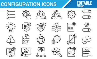 Set of Configuration and Settings Icons for Digital Platforms and Software