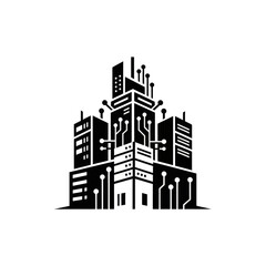 Obraz premium Futuristic Cityscape Technology Data Center Network.