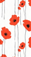 Stroke painting of poppy wallpaper pattern flower petal.