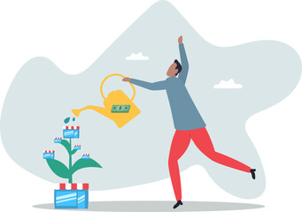 Fototapeta premium Growing business or expand shop, entrepreneur to start business building company, raising or develop success plan.about a man and his life.