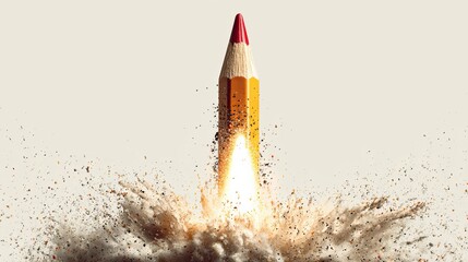 Creative Pencil Rocket Launch Concept Art