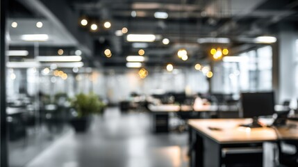 Elegant photo of abstract blurred office interior room blurry working space with defocused effect use for background or backdrop in business concept.