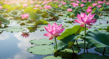 Pink Lotus Pond Sunrise.