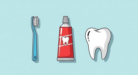Dental hygiene essentials arranged for vibrant oral care concept design