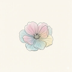 Elegant Pastel Flower Illustration with Soft Colors