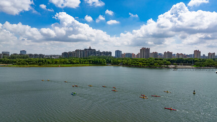 Urban kayaking mass sports events