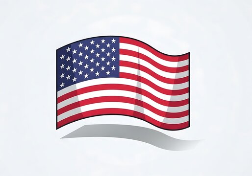 Waving US Flag with Patriotic Design.