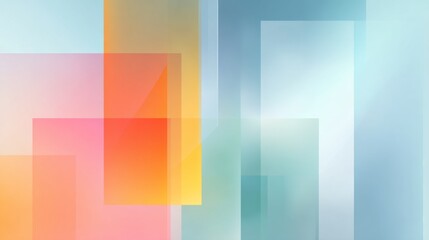 Rectangular shapes in pink orange yellow blue and white create an abstract geometric pattern