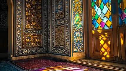 Ornate interior with stained glass - Powered by Adobe