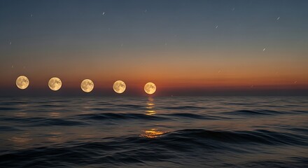 Sunset Moonscape Ocean  Stars.
