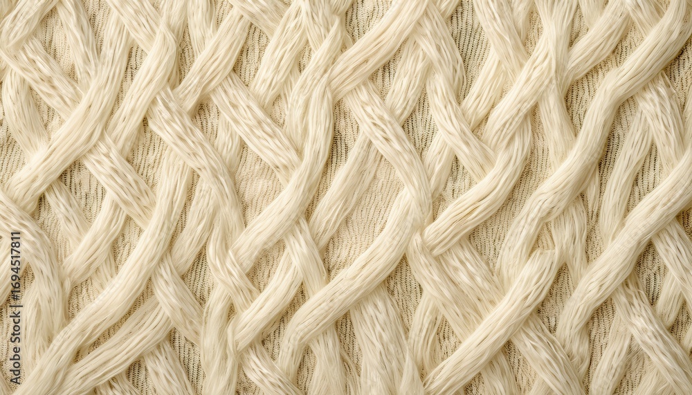 Poster intricate cream colored braided rope texture with soft fibers in herringbone pattern perfect for tex