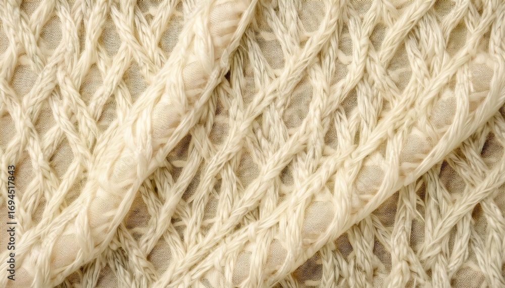Poster intricate cream colored braided rope texture with soft fibers in herringbone pattern perfect for tex