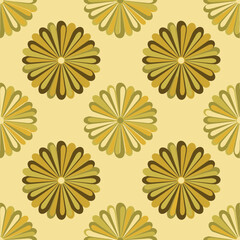 Fototapeta premium Seamless retro floral pattern in muted earthy tones, repeating motif for fabric and decor