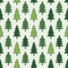 Obraz premium Repeating Pattern of Stylized Christmas Trees on a Light Background