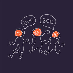 Halloween background with hand drawn spooky elements 